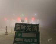 2017年1月4日凌晨，遼寧沈陽街頭大霧彌漫，能見度極差。視覺中國