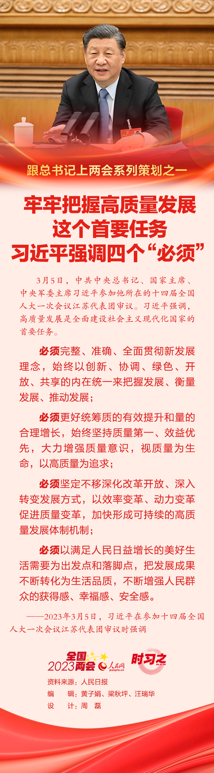 跟總書記上兩會系列策劃之一 牢牢把握高質量發展這個首要任務習近平強調四個“必須”