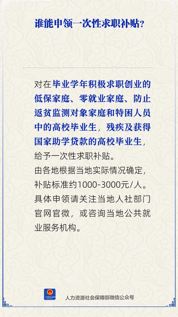 誰(shuí)能申領(lǐng)一次性求職補(bǔ)貼?人社部解答