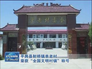 平輿縣射橋鎮單老村榮獲“全國文明村鎮”稱號